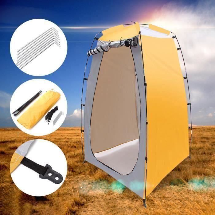 Tente Douche Portable Extérieur - Imperméable, Anti-UV, 120x120x180 Cm, Jaune/vert/gris - 4