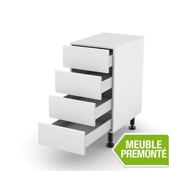 Meuble Bas 60cm 4 Tiroirs 70x60 Soft Blanc Mate Cdiscount Maison