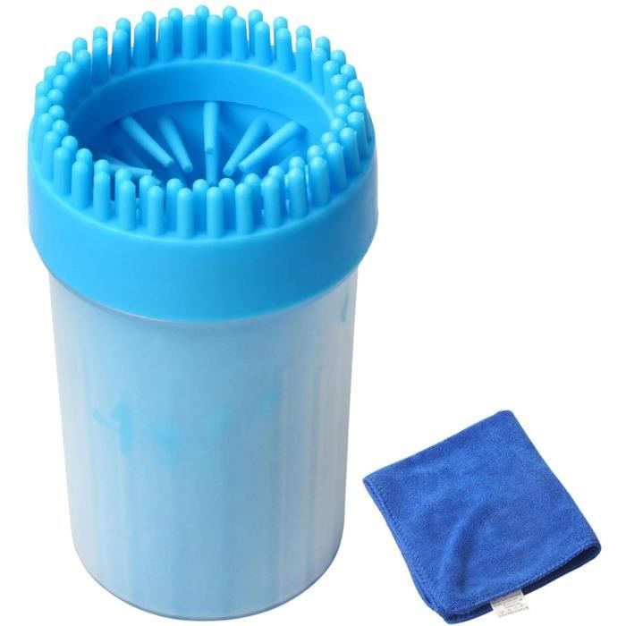 Nettoyant pour pattes de chien - Gobelet de nettoyage portable avec brosses en silicone souple - Bleu-M