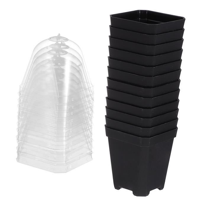La couleur noire Pot de pépinière avec dôme Transparent, 10 pièces, Pot