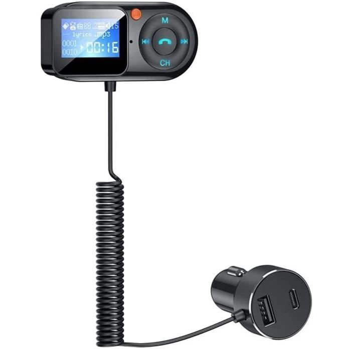 Transmetteur Bluetooth FM pour Voiture Transmetteur Radio De Voiture BT 5.0 avec PD 3.0 USB C Fast Charger Ecran LCD Support Au105