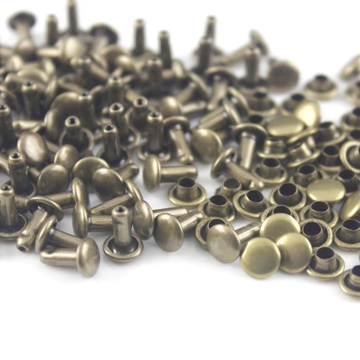 Lots Rivets Rivets,Double capuchon métallique Rivets 100 lots, Rivet rond pour cuir ...