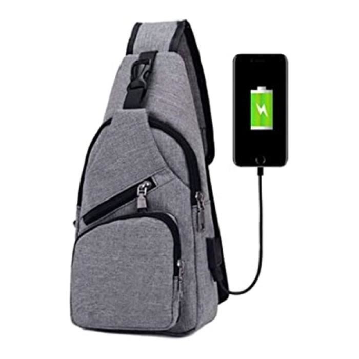 Sacoche Bandoulière Homme Imperméable Avec Port USB - Taille 35x20x11 Cm - Pour Sport, Voyage, Quotidien