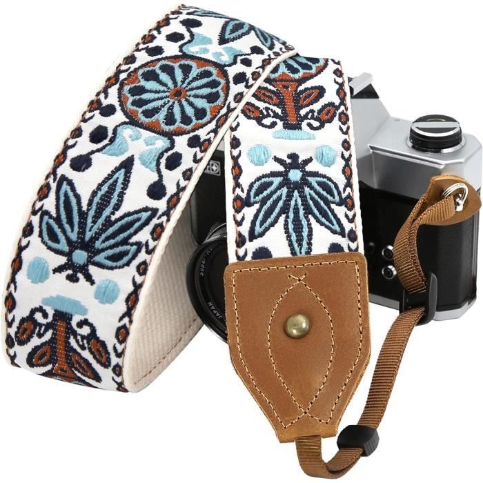 Sangle pour appareil photo, double couche en cuir de vache pleine fleur, sangle universelle