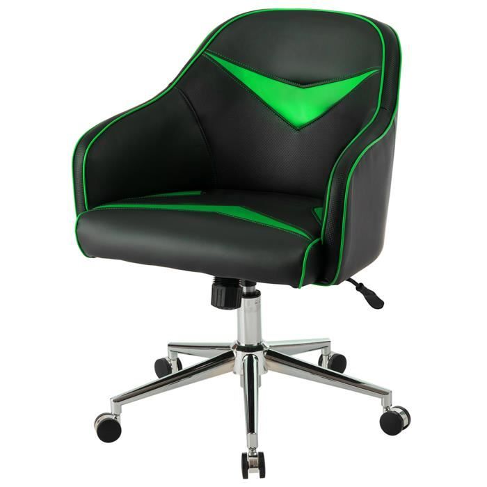 costway fauteuil de bureau pivotant ergonomique - hauteur réglable 80,5-90,5 cm , chaise en similicuir - charge 120 kg vert