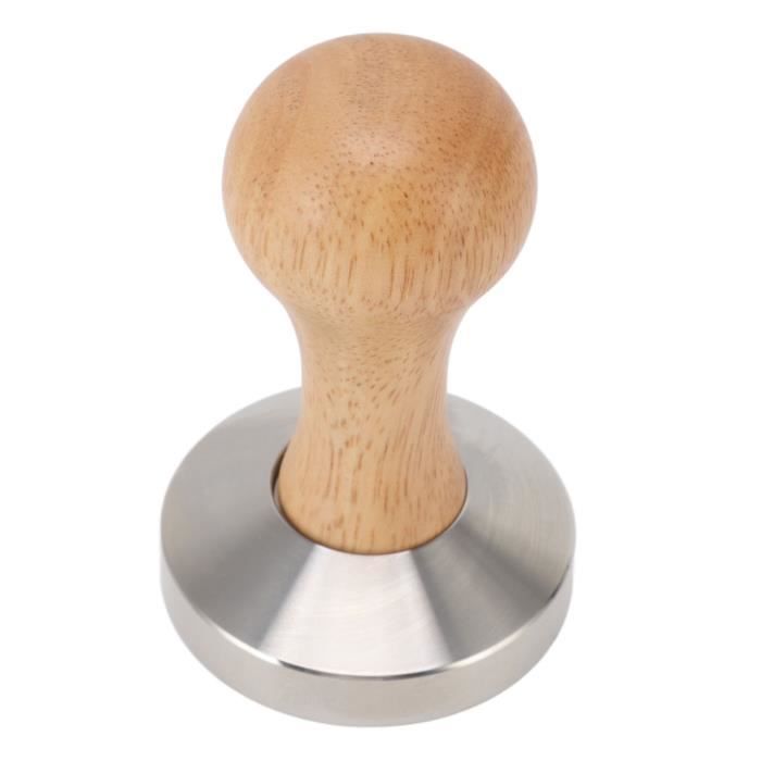 Tasseur à Café Expresso Navaris 51 Mm - Acier Inoxydable Et Manche Noyer - Avec Tapis Silicone - Accessoire Barista