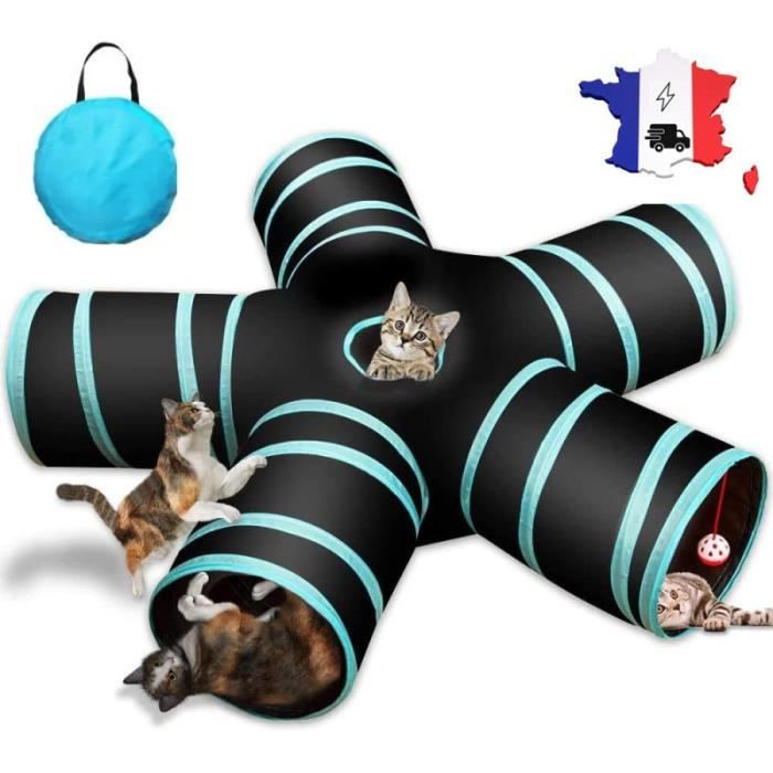 Comparer les prix de HAOPYOUTunnel pour Chat 5 Voies Tube de Tunnel Pliant pour Animaux de Compagnie avec Sac de Rangement pour Chats Chiots Lapins