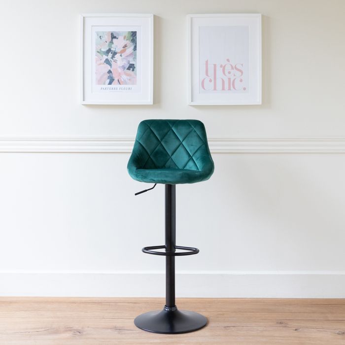 Tabouret de bar en velours vert ROBIN Tabouret de bar en velours vert ROBIN