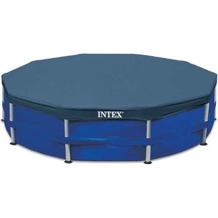 Bâche pour piscine tubulaire ronde Frame - INTEX - Diam. 488 cm - Bleu - Tamis d'écoulement - PVC