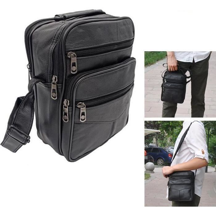 Sacoche Bandoulière Homme En Cuir Véritable - Style Rétro Marron - Neuf Avec étiquettes