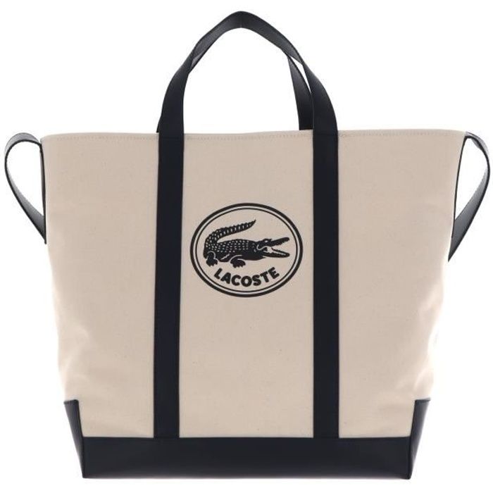 LACOSTE L-Tote Shopping Bag Farine Marine [145074] - sac shopper sac a main  Beige, Bleu - Cdiscount Bagagerie - Maroquinerie