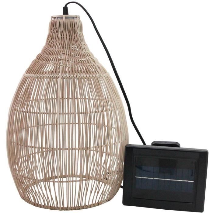 Lumière Suspendue Solaire En Rotin - Abat-jour Tressé, Télécommande, étanche IP44, Pour Jardin, Terrasse, Balcon - 13