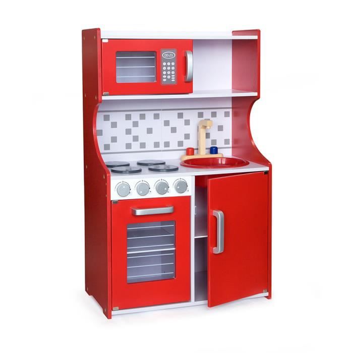 Cuisine Bebe Enfant 3 En Bois Avec Accessoires Modern Kitchen Rouge Cdiscount Jeux Jouets
