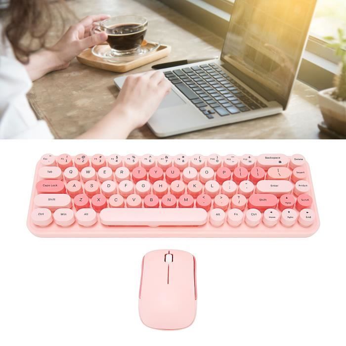 Mothinessto Combo clavier et souris Clavier et souris combinés fil 24 GHz informatique dordinateur Couleur mélangée Thème rose