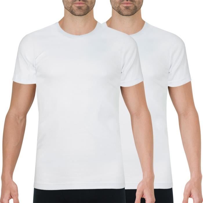Lot de 2 tee-shirts col rond homme Coton Bio Blanc