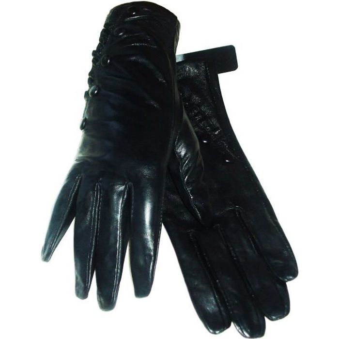 Gants tactiles Coeur T6.5 Cuir Noir | Lancaster