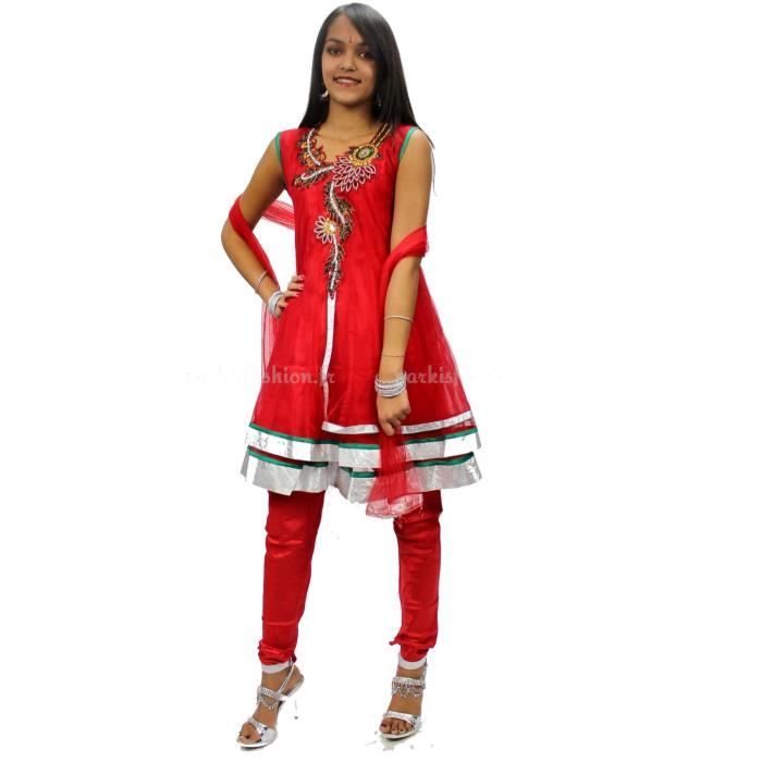 Robe Indienne Fille Rouge Chandrika 7 12 13 14 15 Ans Tenue Bollywood Enfant Rouge Cdiscount Pret A Porter