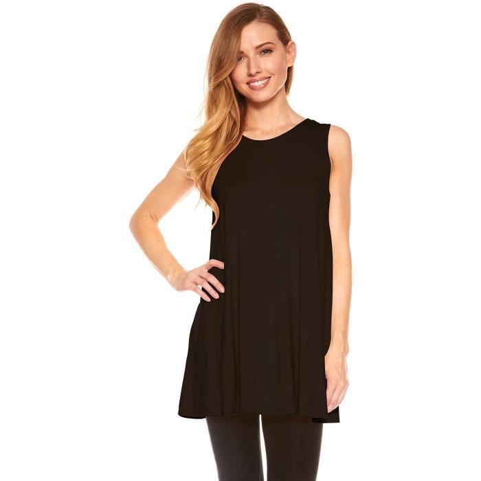 Tuniques sans manches pour femmes - débardeurs à tuniques fluides pour  leggings P2DJJ Taille-34 Noir - Cdiscount Prêt-à-Porter