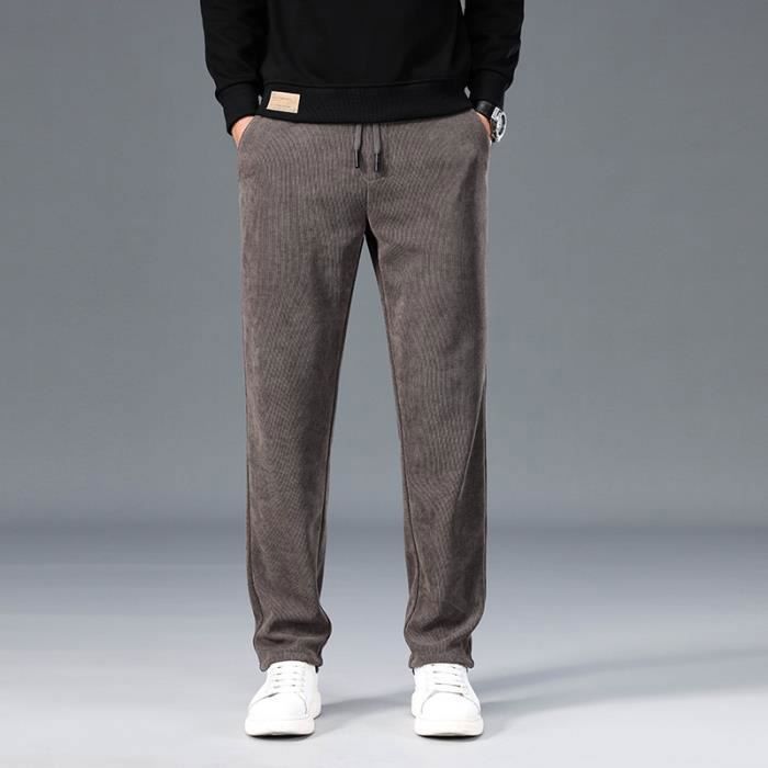 MakingDa Pantalon Survêtement Homme Velours Côtelé Rayures Latérales - Coupe Droite Taille Élastique Cordon