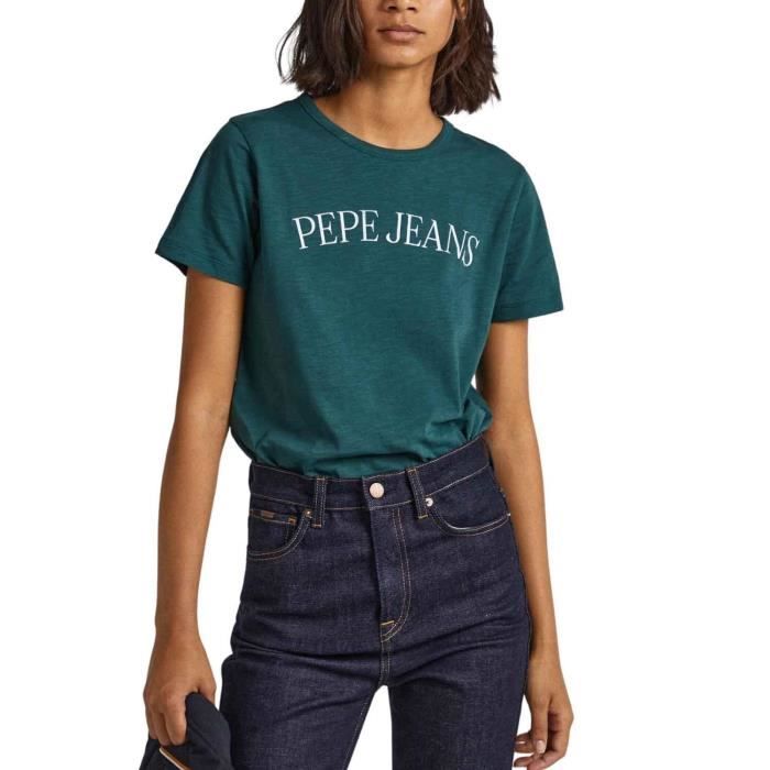 T-Shirt Pepe Jeans Vio Vert pour Femme Vert Cdiscount Prêt-à-Porter