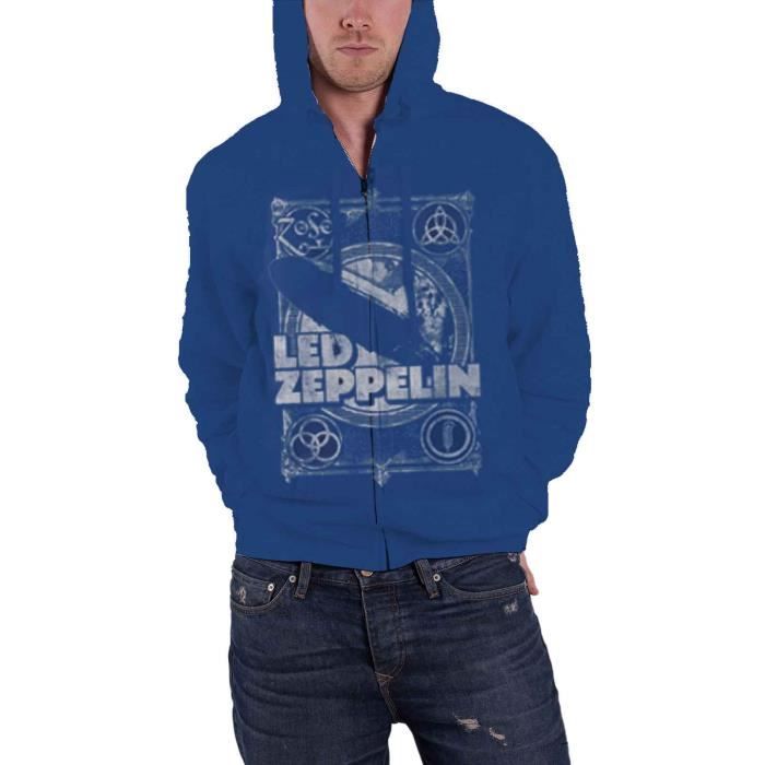 LED Zeppelin Sweat-Shirt À Capuche Lz1 Vintage Print Band Logo Officiel Homme 