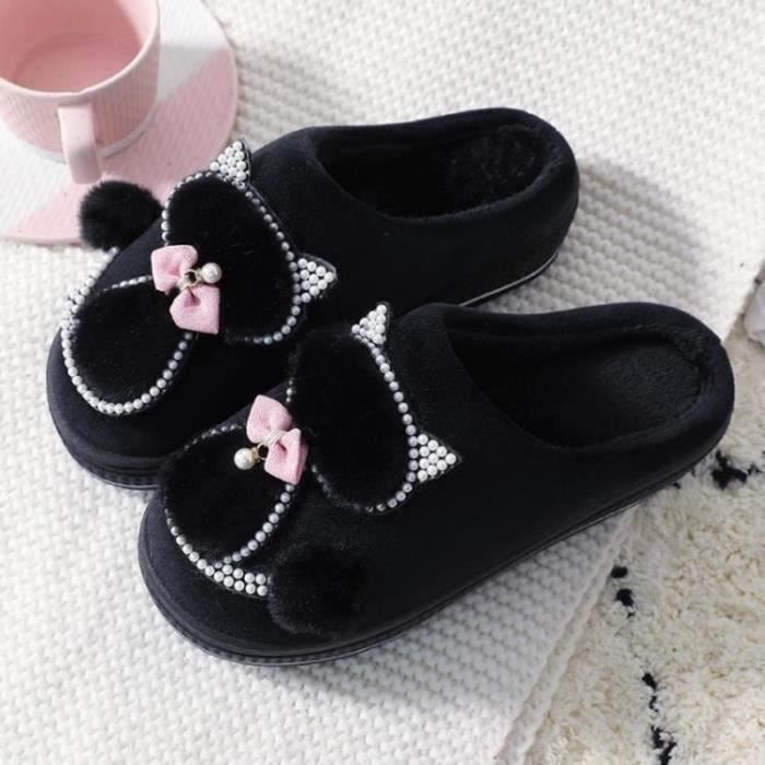 Chaussons Enfant Fille Et Garçon Hiver - Fermés, Chauds, Motif Lapin, Semelle Antidérapante - Pour La Maison