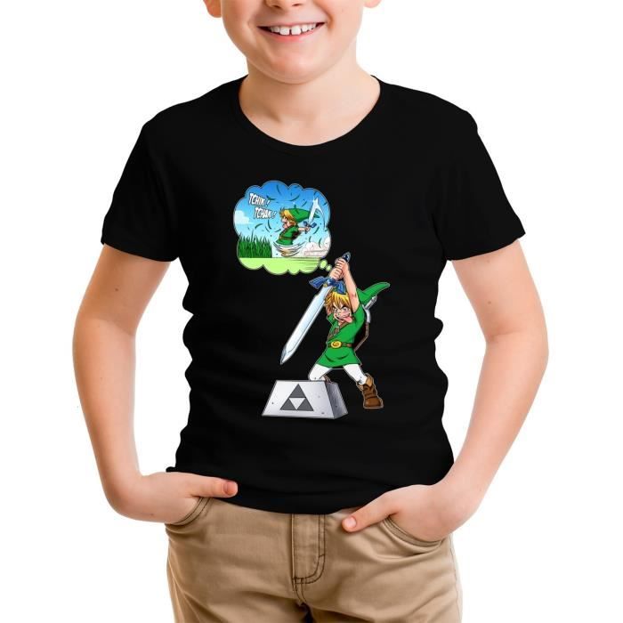 Noir avec épée adulte garçon et enfant T-shirt original officiel Link BLT Zelda