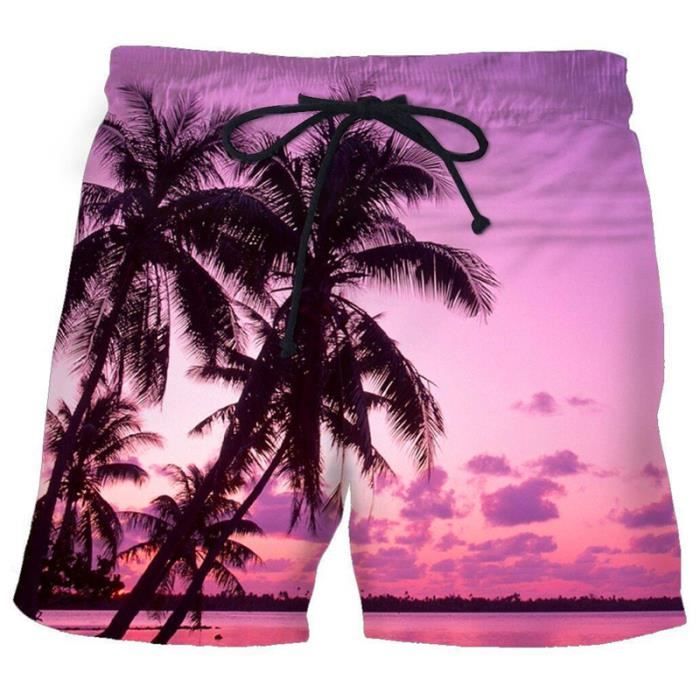 Short de Bain Homme - Marque - Modèle - Rayures - Séchage Rapide