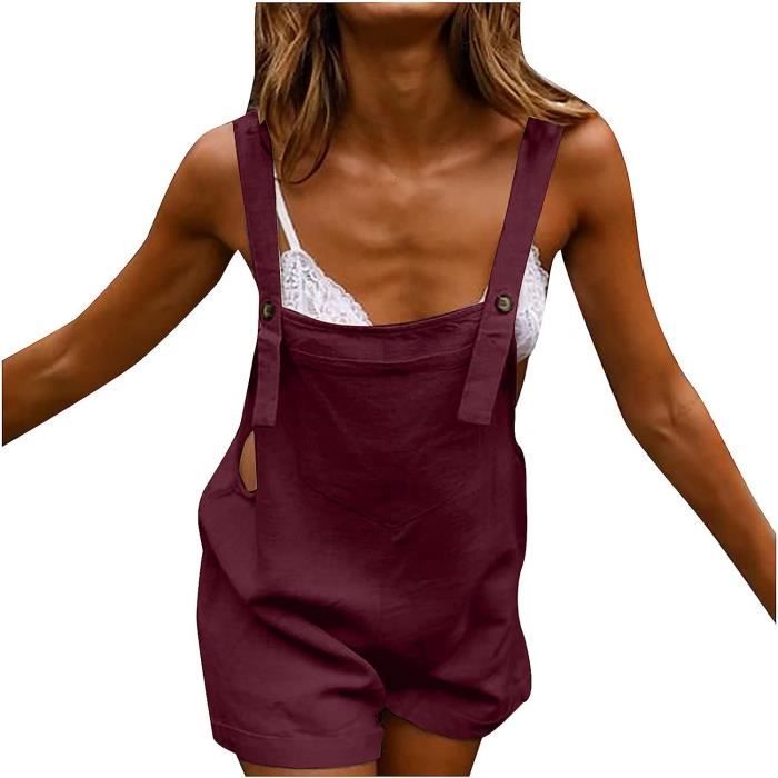 Salopette Femme été Fluide – Jumpsuit Ample à Bretelles Sans Manches – Combishort Léger Et élégant Pour L'été - 6