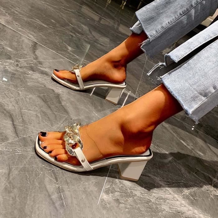 Sandales Talons Hauts BCBG Marron Avec Perles Et Rivets - Taille 37, Occasion