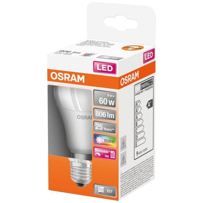 OSRAM Ampoule LED STAR+ Standard RGBW dép radiateur var =60 E27 ch