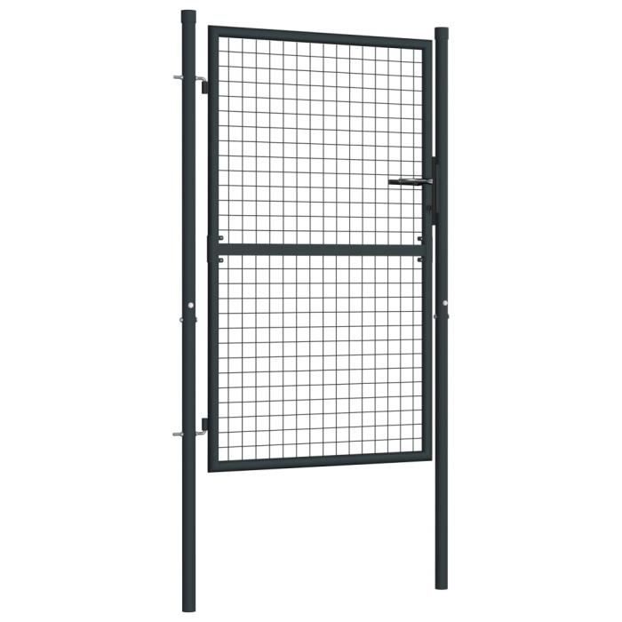 STAR - Porte-Portillon-Portail en maille de jardin - Acier galvanisé 100x175cm Gris12608
