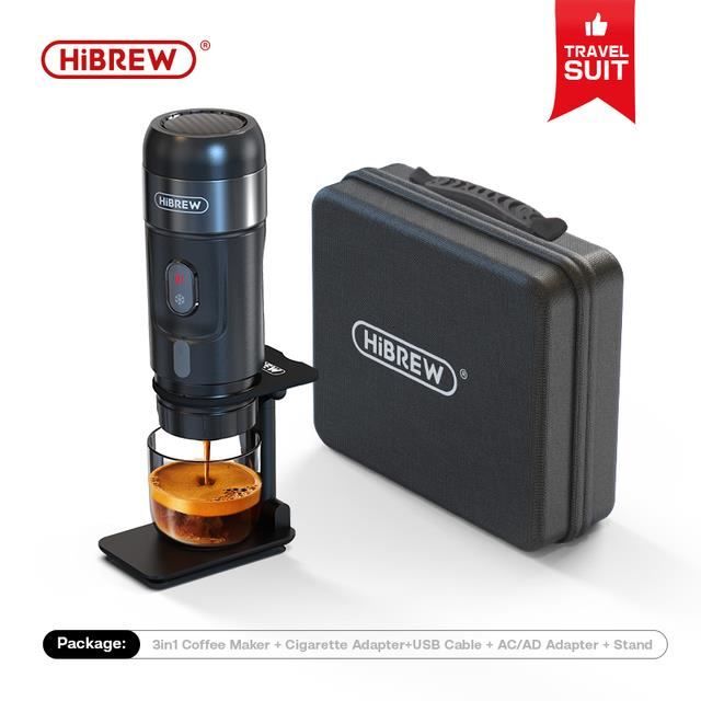 HiBREW H4A 80W Machine à café portable pour voiture avec support, sac de voyage, extraction DC 12V 15 bars, bazarland30