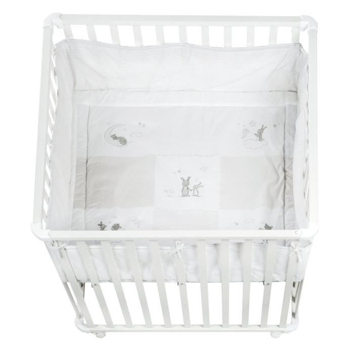 Roba Parc Bebe Fox Bunny 100x100 Cm Tour De Parc De Protection Et 4 Roues Bois Blanc Cdiscount Puericulture Eveil Bebe