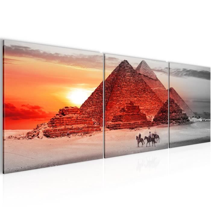 Tableau Toile XL Pyramides D'Égypte - 165x80 Cm - Déco Murale Gizeh Orange