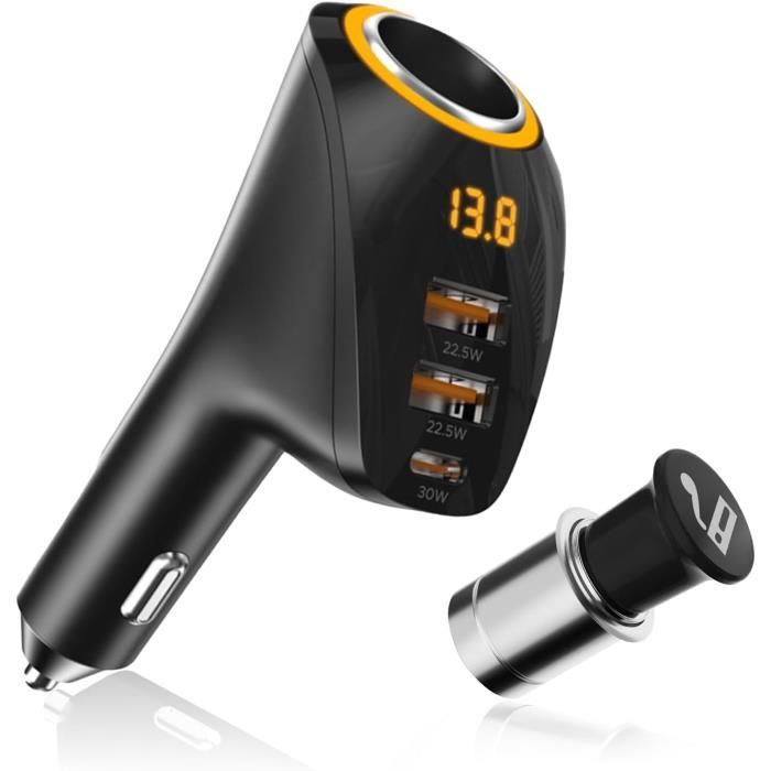 Chargeur allume-cigare 3 ports USB, sortie QC3.0, prise Chargeur allume-cigare 3 ports USB, sortie QC3.0, prise
