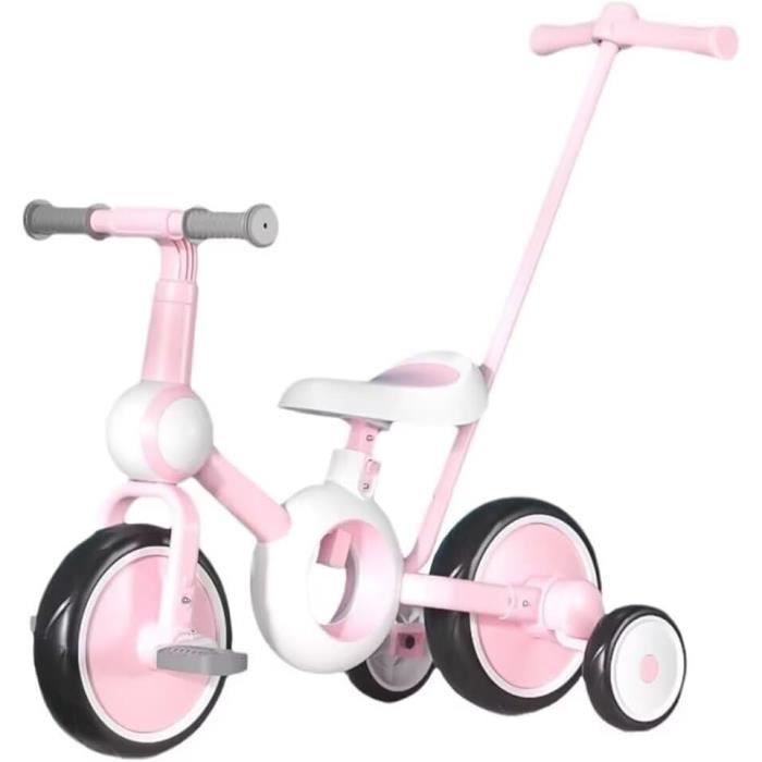 Tricycle 5 En 1 XJD Pour Enfant 1-3 Ans – Poignée Poussée Réglable, Siège Et Pédales Amovibles, Cadre Acier, Pliable, Blanc