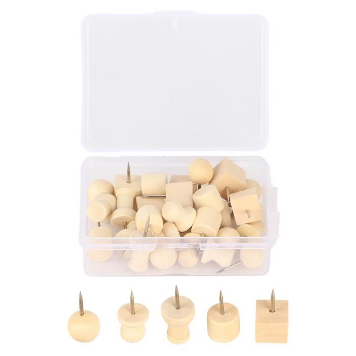 Pinces Punaises En Bois Tiardey - Lot De 50, Multicolores, Pour Tableaux Liège, Bureaux Ou Maison