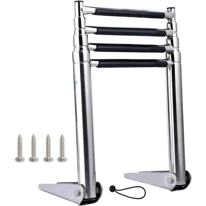 FreeTec Échelle Télescopique 3 Marches Acier Inoxydable - Bateau, Ponton, Quai