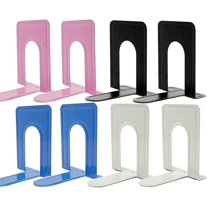 Serre-Livres En Métal Noir Robuste - Lot De 2 Bookends Anti-Dérapants Pour Livres, CDs Et Dossiers - Idéal Bureau, École Et Maison