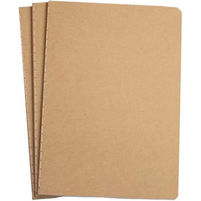 TSKDKIT - Pack De 3 Carnets De Croquis A4 Vierges - Couverture Kraft - Papier Épais 80g - Pour Dessin, Esquisse, Notes