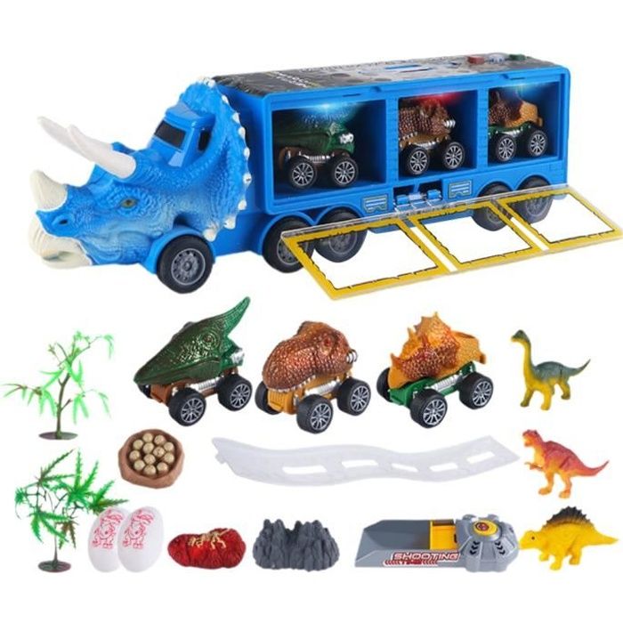 Transporteur De Dinosaures | Jouet De Camion Porteur De Voiture Ensemble De Pistes De Dinosaures Jouet Portable Piste De Course De Dinosaures Ensemble Rangement Garage Pour Camions Et Voitures