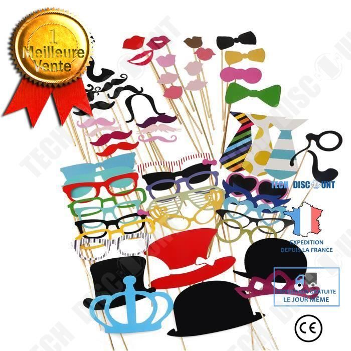 TD® Kit d'accessoire de fête en papier Barbe Lunettes de Poche