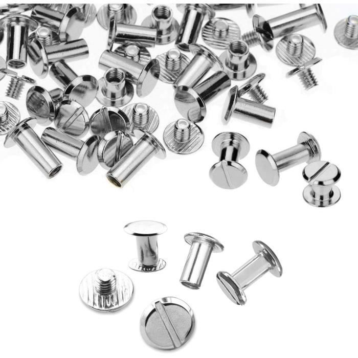Fdit 100 Sets Vis En Laiton Electroplaqué pour Reliure Chicago - Rivets