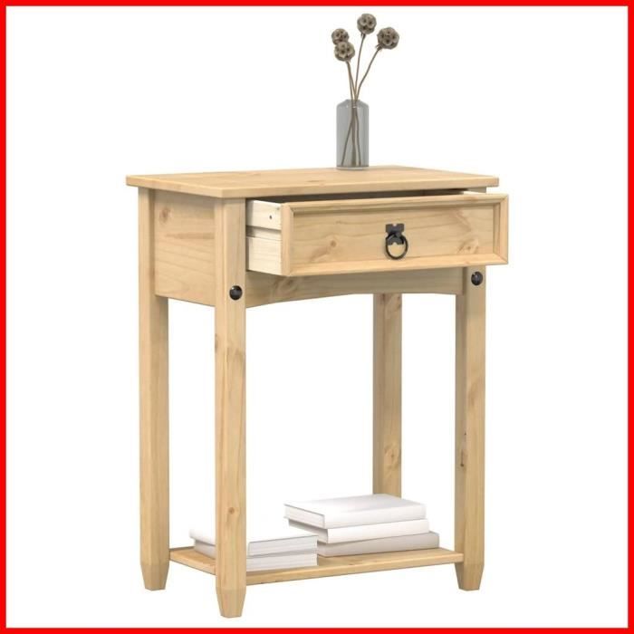 Table console - V BESTLIFE - Corona - Bois de pin massif - 1 tiroir - 55x35x73 cm
