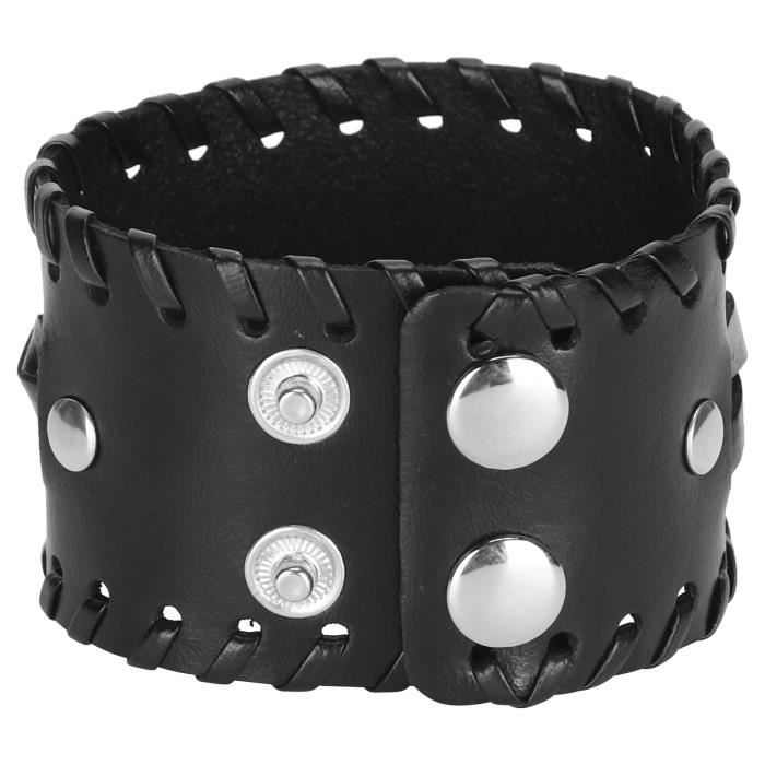 Bracelet Homme Tressé Cuir Véritable | Fermeture Magnétique En Acier Inoxydable Noir,Argent Et