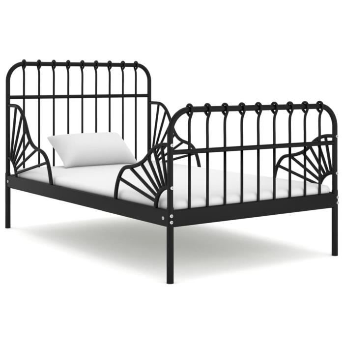 BMP - Best Cadre de lit adulte enfant - Strucutre de lit 1-2 personnes extensible Noir Métal 80x130-200cm ®8508