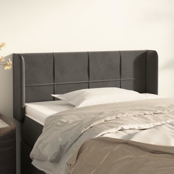 vidaXL Tête de lit avec oreilles Gris foncé 103x16x78-88 cm Velours3118811