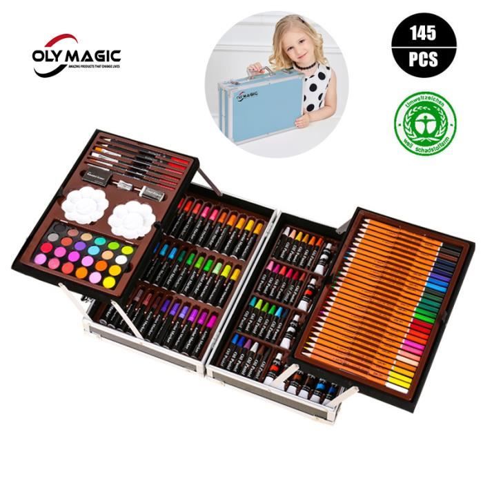 OLY MAGIC - Kit Peinture Dessin Premium Deluxe - 145 pièces - Parfait pour  les Enfants (>5ans), Débutants et Artistes