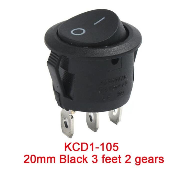 Lot De 20 Interrupteurs Bateau KCD1-117S - 15 X 21 Mm, 250 VAC / 6 A - Noir, Rouge, Blanc - 10